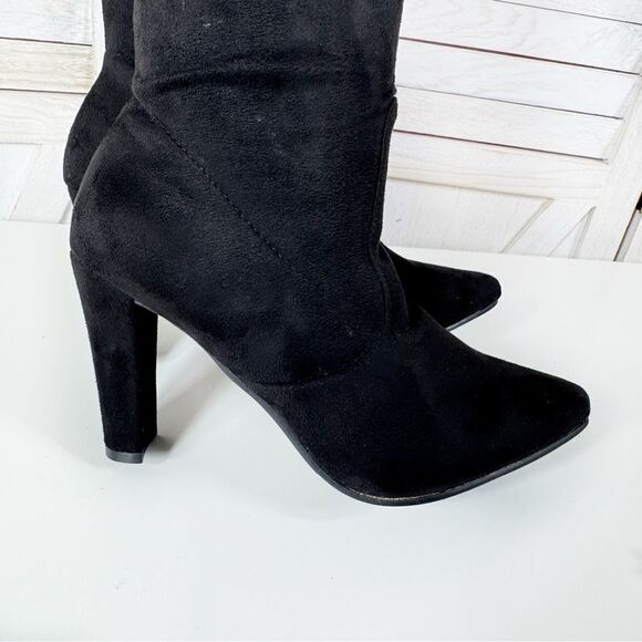 Shoe’n Tale Microfiber Over The Knee Thigh High Boots Black 7.5 Block Heel - Picture 8 of 15